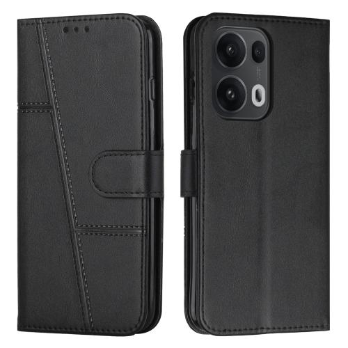 

For OPPO Reno13 Pro 5G Global Stitching Calf Texture Buckle Leather Phone Case(Black)