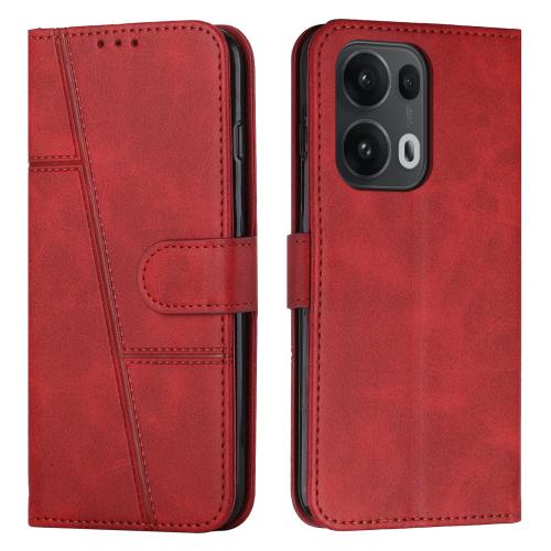 

For OPPO Reno13 Pro 5G Global Stitching Calf Texture Buckle Leather Phone Case(Red)