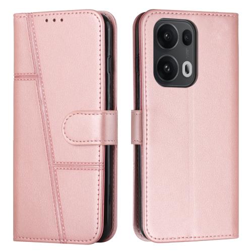 

For OPPO Reno13 Pro 5G Global Stitching Calf Texture Buckle Leather Phone Case(Rose Gold)