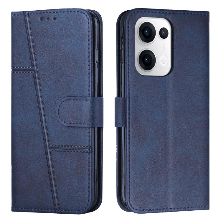 

For OPPO Reno13 5G Global Stitching Calf Texture Buckle Leather Phone Case(Blue)