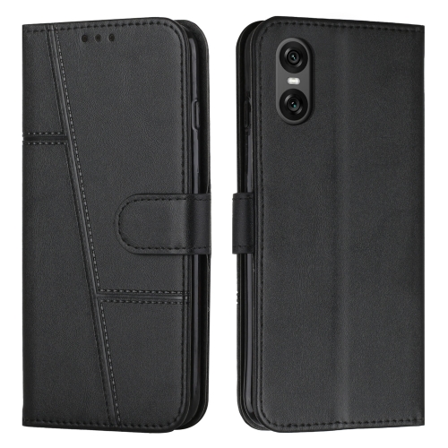 

For Sony Xperia 10 VI Stitching Calf Texture Buckle Leather Phone Case(Black)