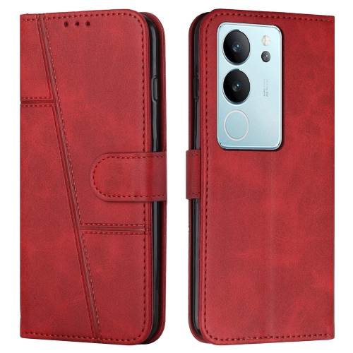 

For vivo S17 / vivo S17 Pro Stitching Calf Texture Buckle Leather Phone Case(Red)