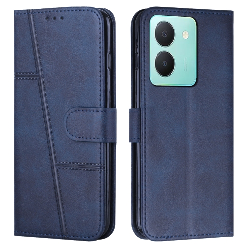 

For vivo Y78 5G / Y36 Stitching Calf Texture Buckle Leather Phone Case(Blue)