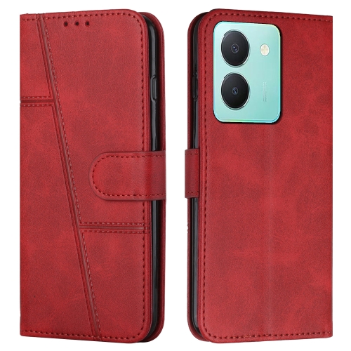 

For vivo Y78 5G / Y36 Stitching Calf Texture Buckle Leather Phone Case(Red)