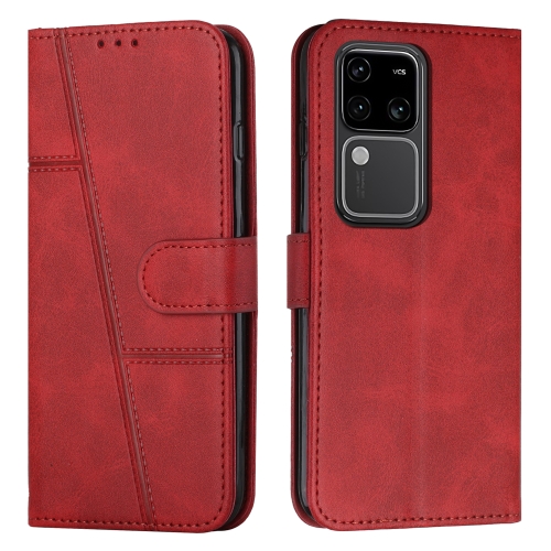 

For vivo S18 / S18 Pro Stitching Calf Texture Buckle Leather Phone Case(Red)