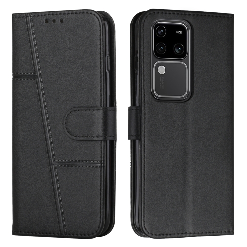 

For vivo S18 / S18 Pro Stitching Calf Texture Buckle Leather Phone Case(Black)
