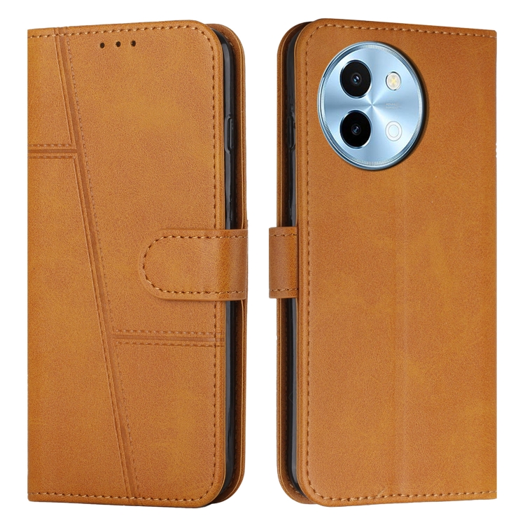 

For vivo Y38 5G Stitching Calf Texture Buckle Leather Phone Case(Yellow)