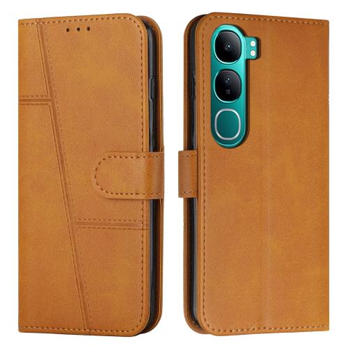 

For vivo Y300 Global / V40 Lite IDN Stitching Calf Texture Buckle Leather Phone Case(Yellow)