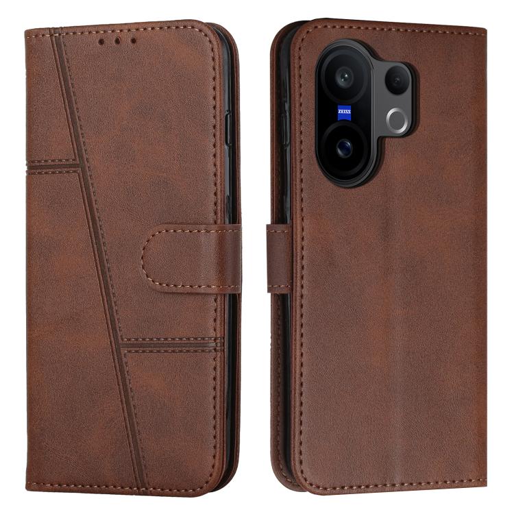

For vivo X200 FE / S30 Pro mini Stitching Calf Texture Buckle Leather Phone Case(Brown)
