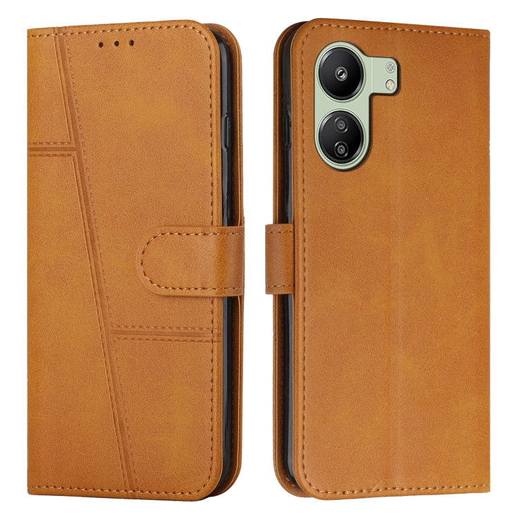 

For Xiaomi Redmi 13C Stitching Calf Texture Buckle Leather Phone Case(Yellow)