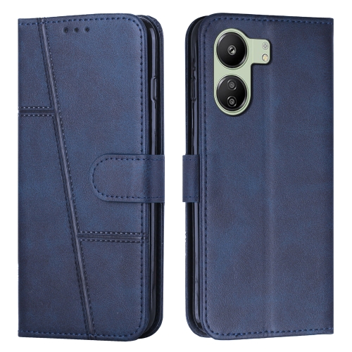 

For Xiaomi Redmi 13C Stitching Calf Texture Buckle Leather Phone Case(Blue)