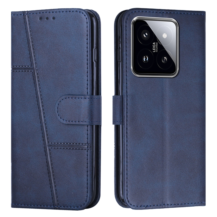 

For Xiaomi 14 Stitching Calf Texture Buckle Leather Phone Case(Blue)