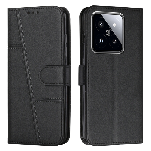 

For Xiaomi 14 pro Stitching Calf Texture Buckle Leather Phone Case(Black)