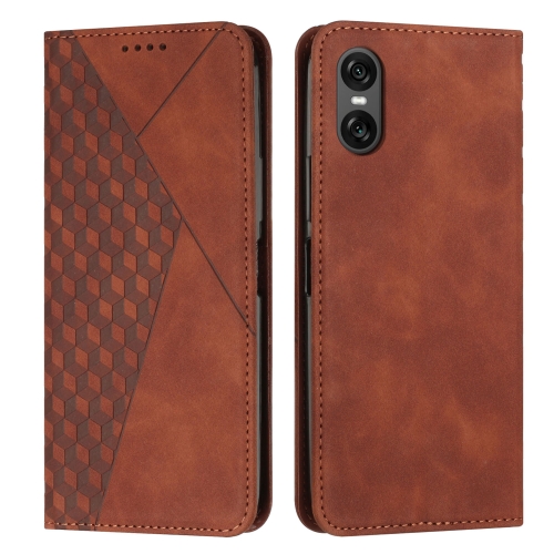 

For Sony Xperia 10 VI Diamond Splicing Skin Feel Magnetic Leather Phone Case(Brown)