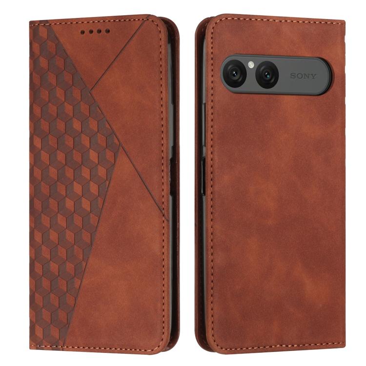 

For Sony Xperia 10 VII Diamond Splicing Skin Feel Magnetic Leather Phone Case(Brown)