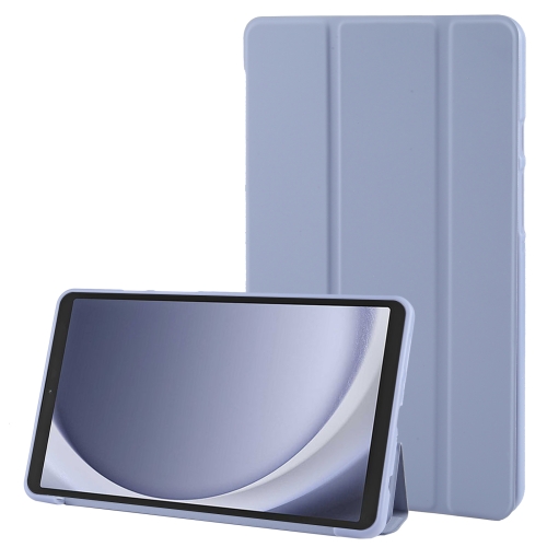 

For Samsung Galaxy Tab A9 Tri-fold Holder Flip Horizontal Flip TPU Leather Tablet Case(Lavender Grey)