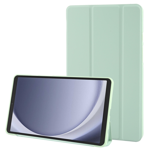 

For Samsung Galaxy Tab A9 Tri-fold Holder Flip Horizontal Flip TPU Leather Tablet Case(Green)