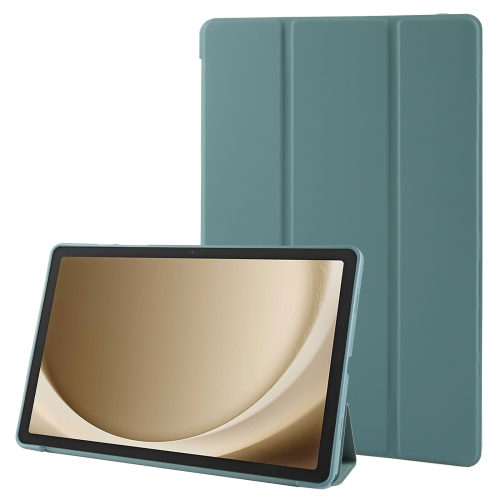 

For Samsung Galaxy Tab A9+ Tri-fold Holder Flip Horizontal Flip TPU Leather Tablet Case(Dark Green)