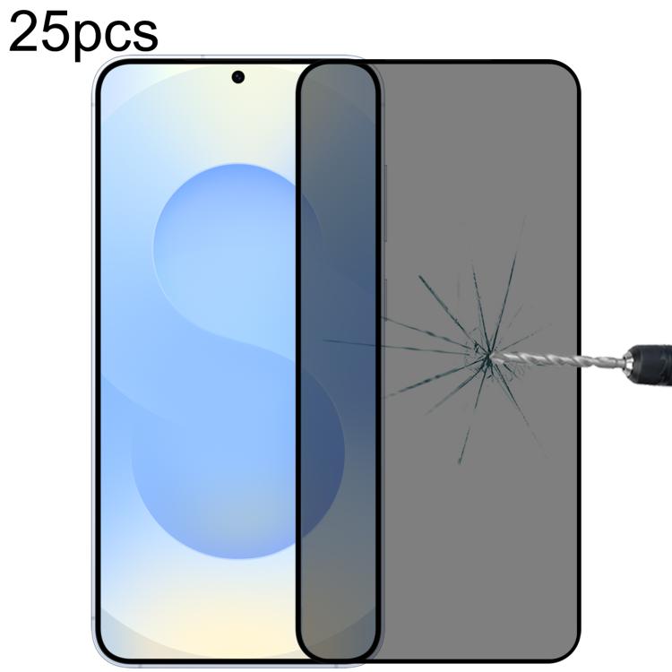 

For Samsung Galaxy S25 5G 25pcs Full Cover Anti-peeping Tempered Glass Film, Support Fingerprint Unlocking