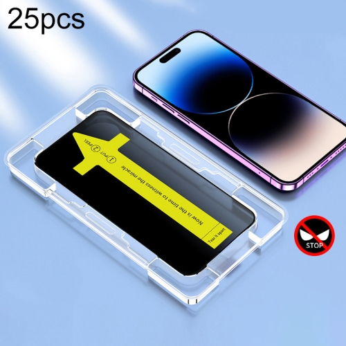 

For iPhone 14 Pro 25pcs Anti-peeping Fast Attach Dust-proof Anti-static Tempered Glass Film