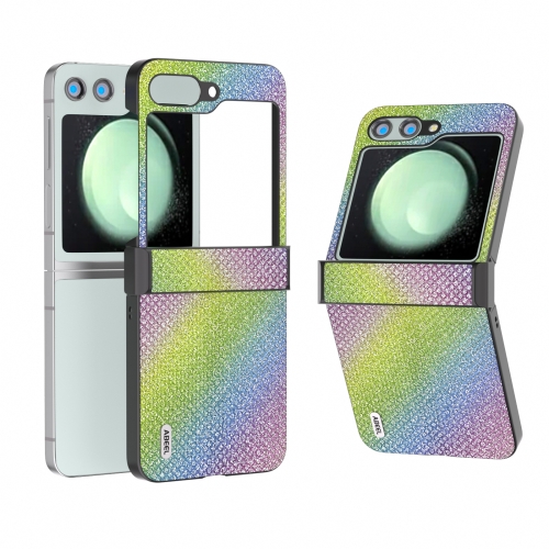 

For Samsung Galaxy Z Flip5 ABEEL Hinge Diamond Series Black Edge Phone Case(Rainbow)
