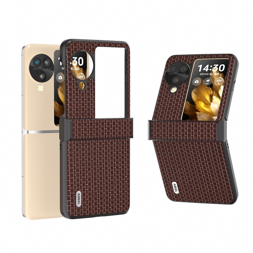 

For OPPO Find N3 Flip ABEEL Hinge Genuine Leather Luxury Series Phone Case(Coffee)