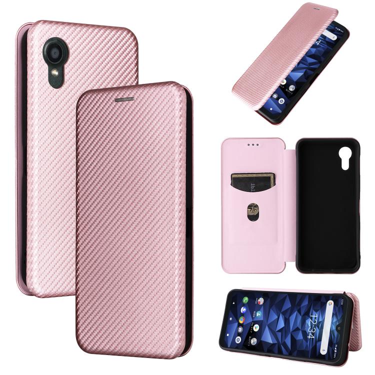 

For Kyocera Digno SX5 Carbon Fiber Texture Flip Leather Phone Case(Pink)