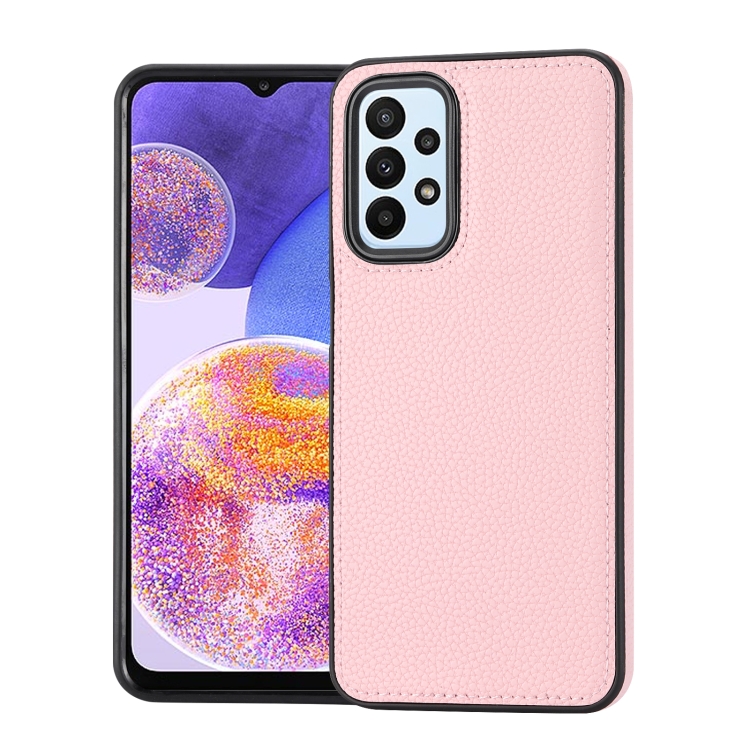 

For Samsung Galaxy A13 4G Litchi Pattern Stitched Side-mounted Phone Case(Pink)