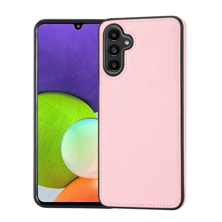 

For Samsung Galaxy A14 Litchi Pattern Stitched Side-mounted Phone Case(Pink)
