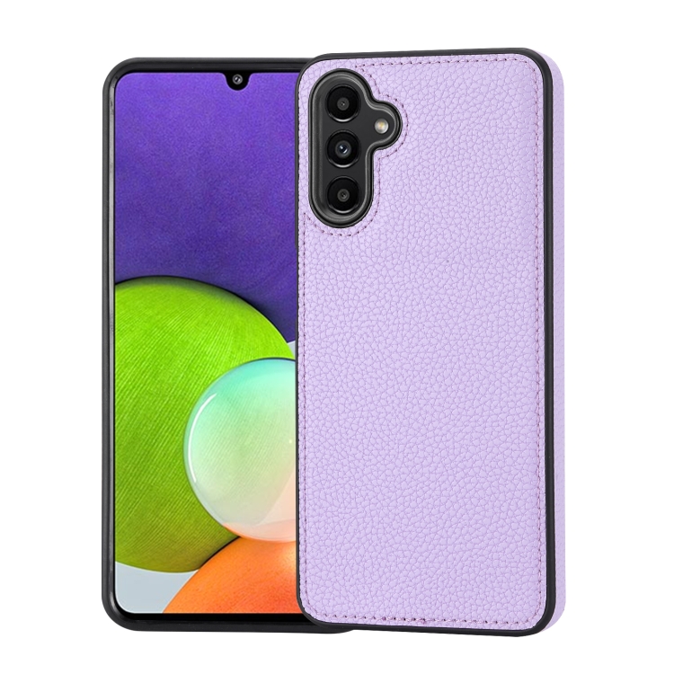 

For Samsung Galaxy A24 4G Litchi Pattern Stitched Side-mounted Phone Case(Purple)