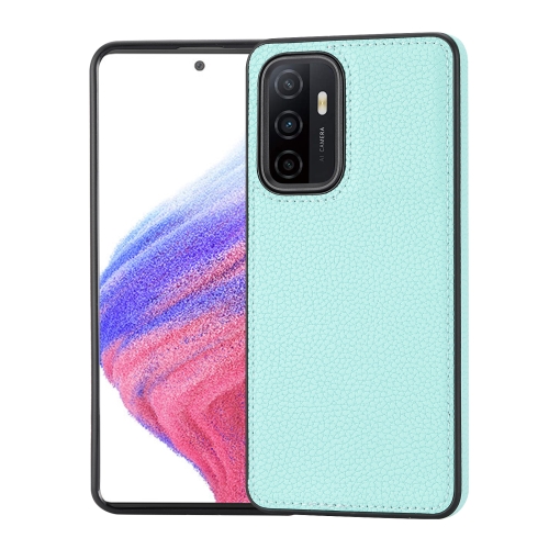 

For Samsung Galaxy A32 4G Litchi Pattern Stitched Side-mounted Phone Case(Mint Green)