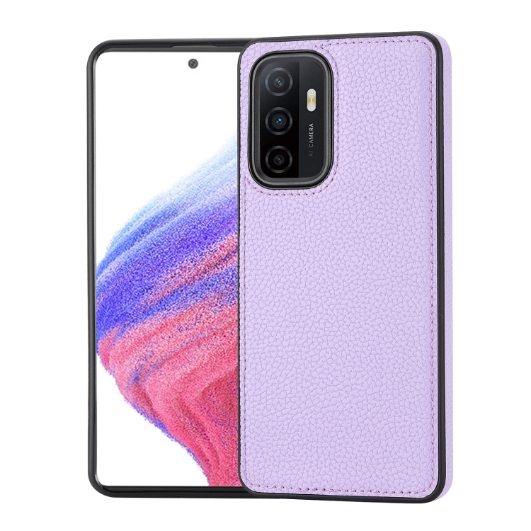 

For Samsung Galaxy A33 5G Litchi Pattern Stitched Side-mounted Phone Case(Purple)