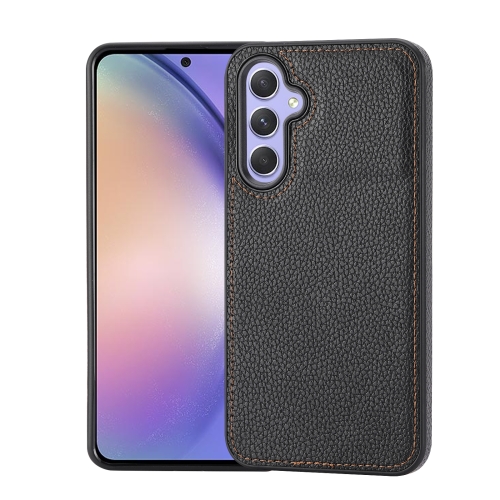 

For Samsung Galaxy A34 5G Litchi Pattern Stitched Side-mounted Phone Case(Black)
