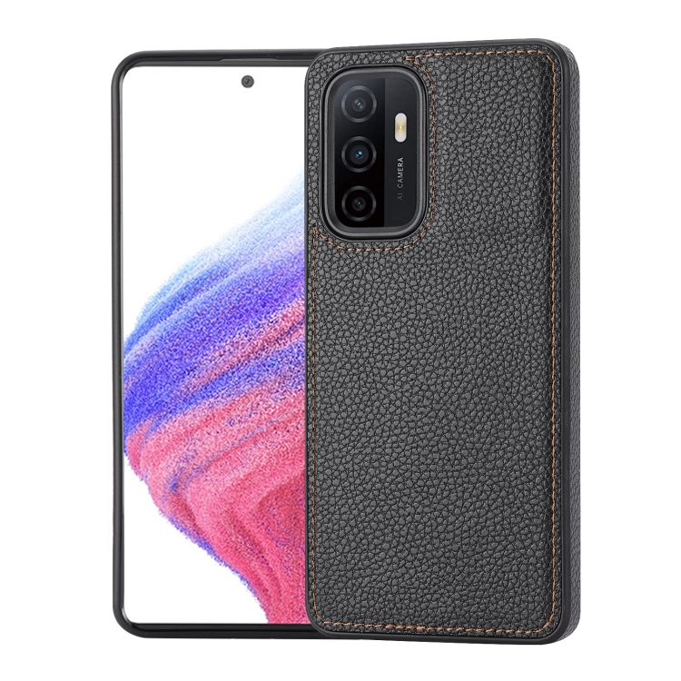 

For Samsung Galaxy A53 5G Litchi Pattern Stitched Side-mounted Phone Case(Black)
