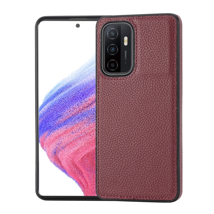 

For Samsung Galaxy S23+ 5G Litchi Pattern Stitched Side-mounted Phone Case(Dark Red)