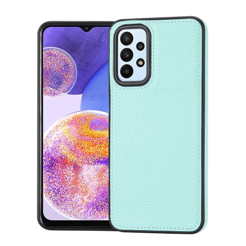 

For Samsung Galaxy A05s Litchi Pattern Stitched Side-mounted Phone Case(Mint Green)