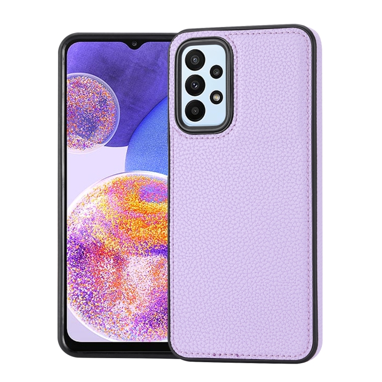 

For Samsung Galaxy A05s Litchi Pattern Stitched Side-mounted Phone Case(Purple)