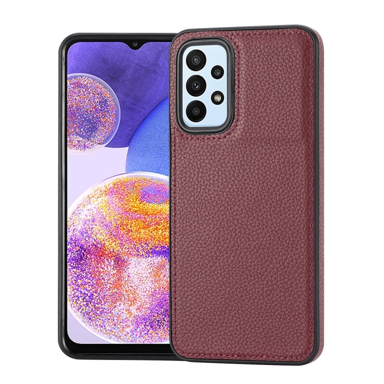 

For Samsung Galaxy A05s Litchi Pattern Stitched Side-mounted Phone Case(Dark Red)
