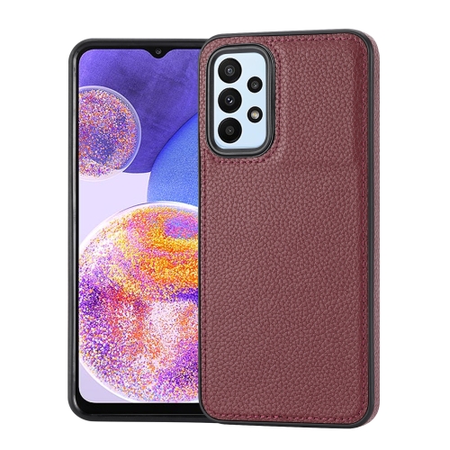 

For Samsung Galaxy A15 Litchi Pattern Stitched Side-mounted Phone Case(Dark Red)