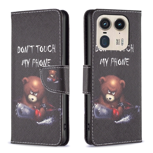 

For Motorola Edge 50 Ultra Colored Drawing Pattern Leather Phone Case(Bear)