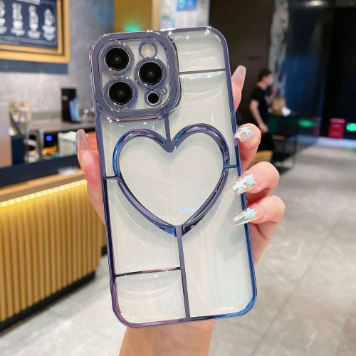 

For iPhone 15 Pro Max Electroplating 3D Love TPU Phone Case(Sierra Blue)