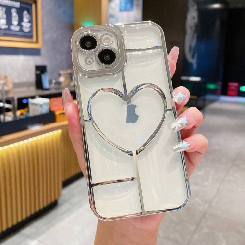 

For iPhone 14 Electroplating 3D Love TPU Phone Case(Silver)