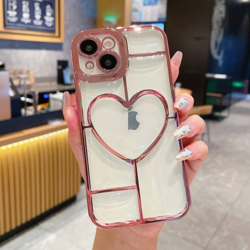 

For iPhone 14 Electroplating 3D Love TPU Phone Case(Rose Gold)