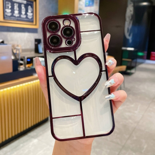 

For iPhone 13 Pro Max Electroplating 3D Love TPU Phone Case(Purple)