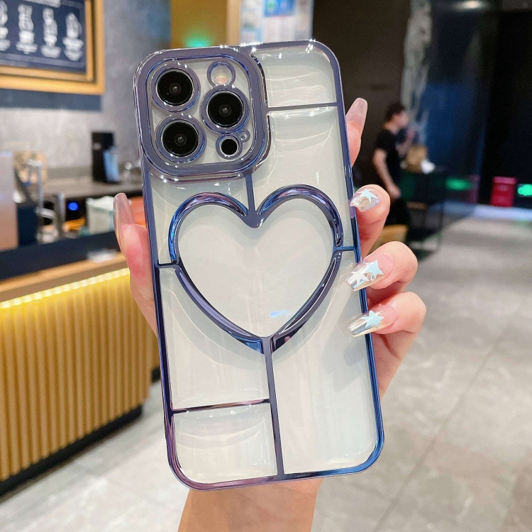 

For iPhone 13 Pro Electroplating 3D Love TPU Phone Case(Sierra Blue)