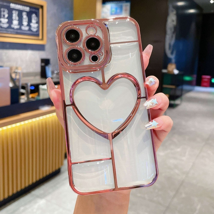 

For iPhone 13 Pro Electroplating 3D Love TPU Phone Case(Rose Gold)