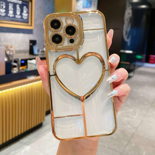 

For iPhone 13 Pro Electroplating 3D Love TPU Phone Case(Gold)