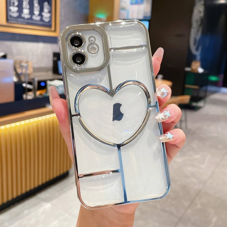 

For iPhone 12 Electroplating 3D Love TPU Phone Case(Silver)