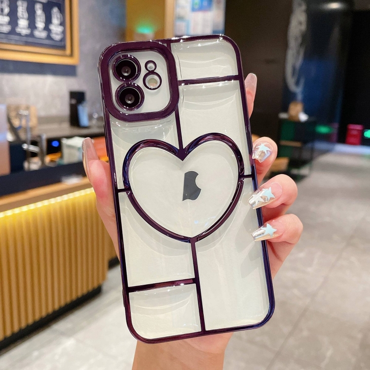 

For iPhone 12 Electroplating 3D Love TPU Phone Case(Purple)