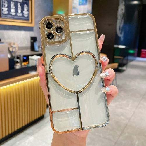 

For iPhone 12 Pro Electroplating 3D Love TPU Phone Case(Gold)